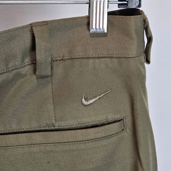 Vintage Nike Golf Pants Mens Pleated Trousers Dry Fit Performance Tan Green 34 - Picture 5 of 6